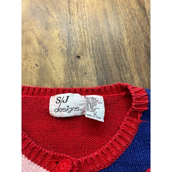 SJ Designs Women's Red Ugly Christmas Button Front Cardigan Sweater Size XL - Picture 4 of 7